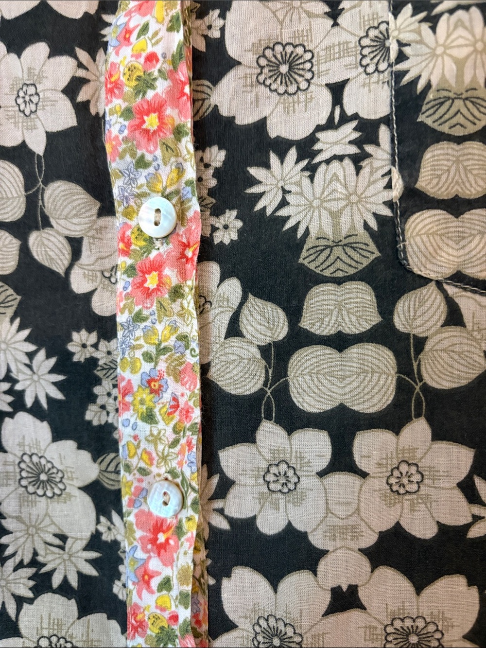 Natural Life Boho Relaxed Fit Floral Patchwork Ling Sleeve Buttondown Top Size M - Picture 5 of 9